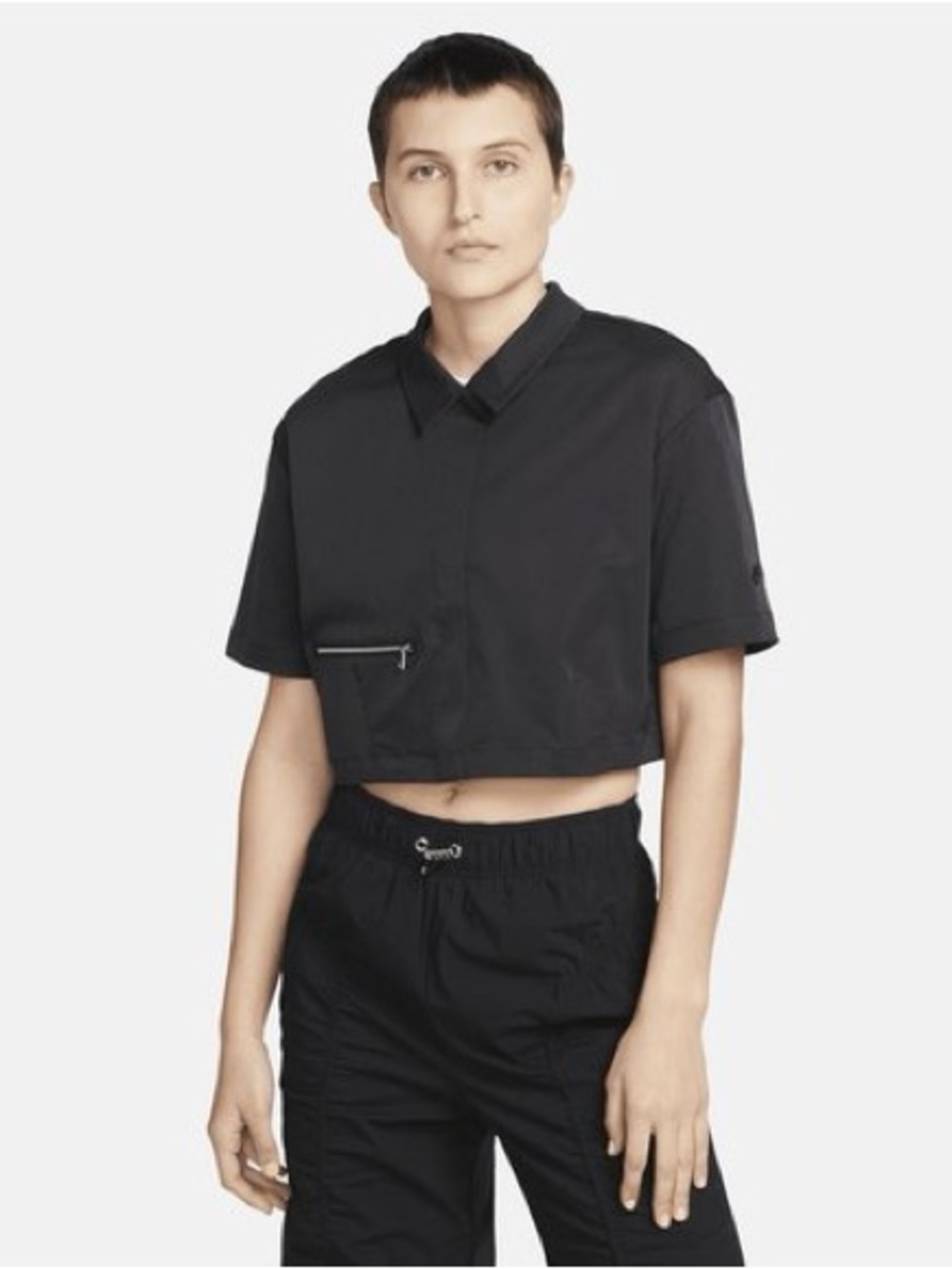 Nike Tech Pack Dri-FIT Polo Zip Top Black S Cropped Athletic